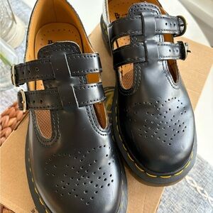 Dr. Martens Black Leather Double-Strap Mary Jane Shoes